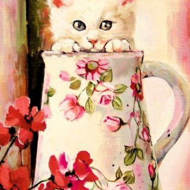 Ansichtkaart Kat in Kan. 